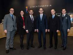 Der neue Verwaltungsrat von Liechtenstein Marketing mit dem aktuellen Geschäftsführer. Von links: Dr. Marcello Scarnato, Corina Bühler, Klaus Risch (Vizepräsident), Ernst Risch (Geschäftsführer), Christian Wolf (Präsident), Michael Hasler. Foto: Liechtenstein Marketing/Nils Vollmar